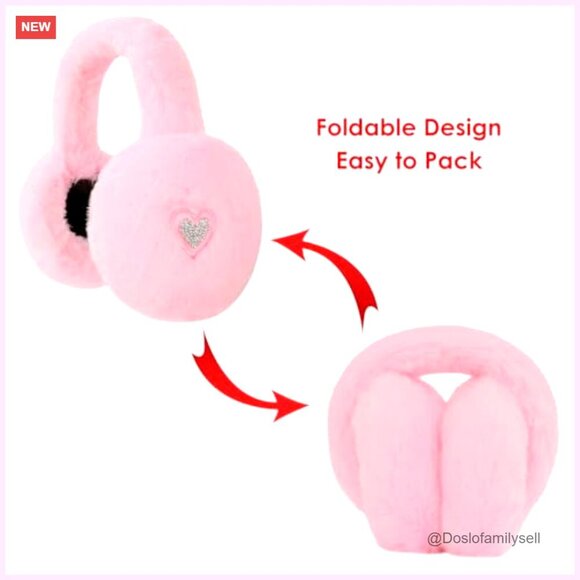 Faux Fur Earmuffs with Rhinestone Charms Adjustable Foldable Winter Ear Warmers main image 7